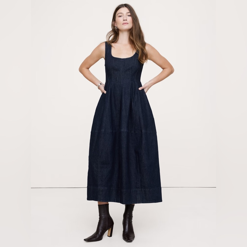 NEW! Banana Republic Denim Barrel Midi Dress - Size 4